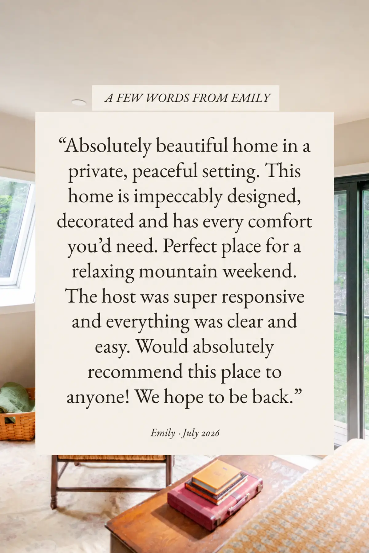 A note from a guest of Moonlight Mountain House