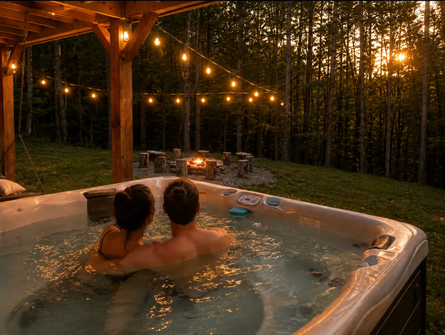 Hot tub at sunset
